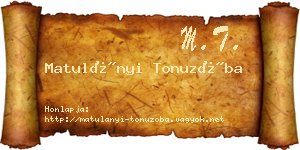 Matulányi Tonuzóba névjegykártya